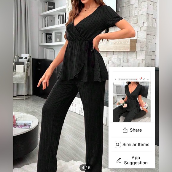 SHEIN Other - SHEIN Black Two Piece PJ Set Size XL